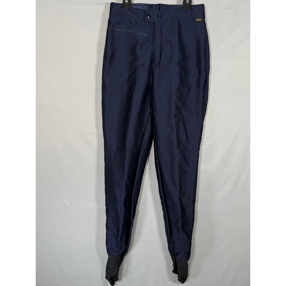 Skea Vintage Navy Blue Wool Blend Stirrup Ski Pants Made in USA Women Size 10